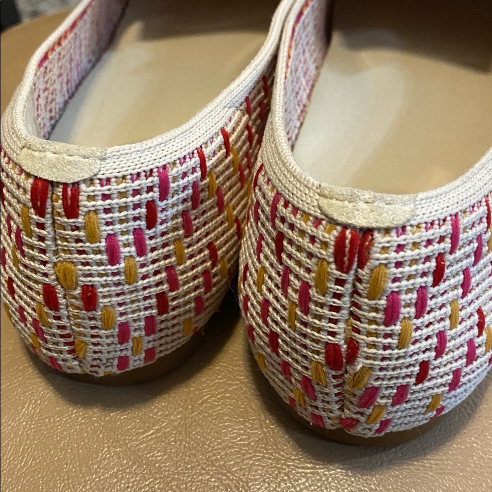 Vivaia Women's Patterned Slip-On Loafers in Cream with Pink & Yellow Accents - Picture 4 of 11